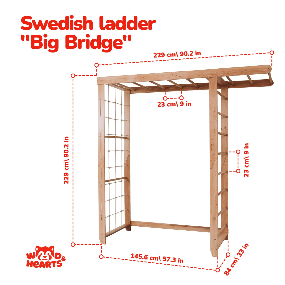 Swedish "Big Bridge" + Rope Set + Cloud Panels (6) w/ Hand Holds + Mats